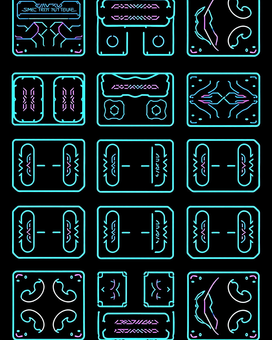 Cybernetic Blue Pink Geometric Frames Rug