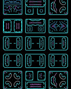 Cybernetic Blue Pink Geometric Frames Rug