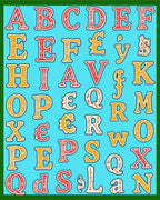 Alphabet Letters Red Yellow Borders Rug