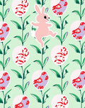 Whimsical Pink Bunny Botanical Garden Rug