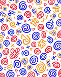 Playful Red Blue Orange Swirls Rug