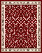 Deep Crimson Arabesque Filigree Rug