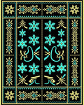 Yellow and Teal Snowflake Folk Art Rug