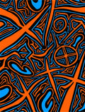 Vibrant Orange Blue Abstract Lines Rug