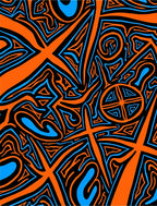 Vibrant Orange Blue Abstract Lines Rug