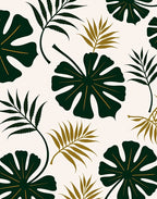 Emerald Gold Leaf Tropical Medley Rug