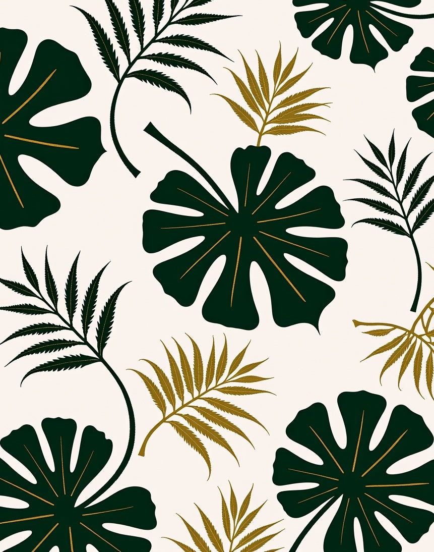 Emerald Gold Leaf Tropical Medley Rug
