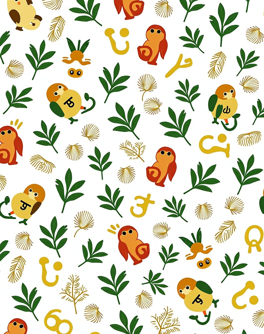 Whimsical Bird Garden Green Foliage Confetti Rug