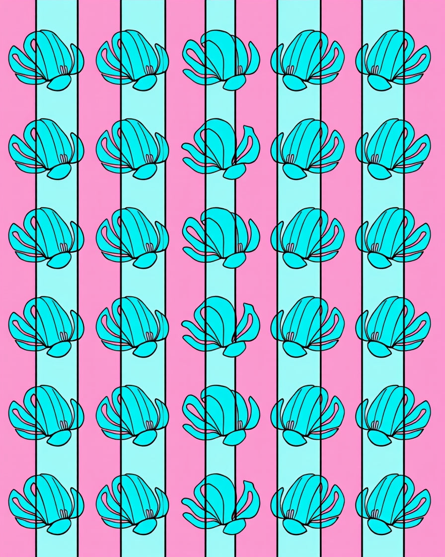 Turquoise Floral Stripes Pink Rug