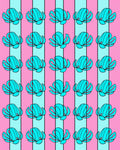 Turquoise Floral Stripes Pink Rug