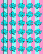 Turquoise Floral Stripes Pink Rug