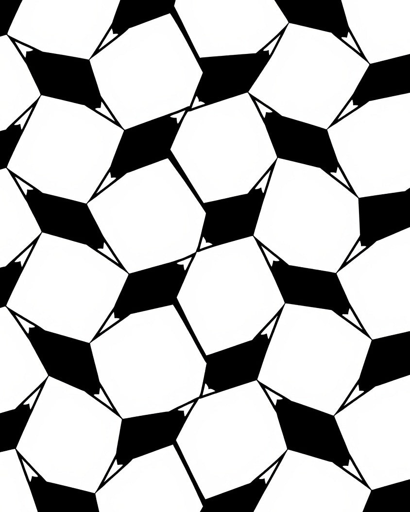 Abstract Black White Geometric Hexagons Rug