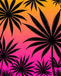 Black Palm Fronds Tropical Sunset Rug