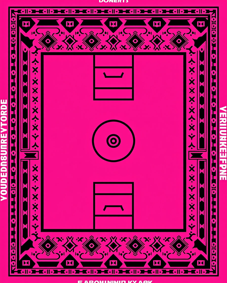 Vibrant Hot Pink Geometric Contemporary Rug