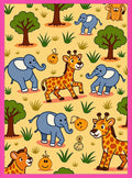 Whimsical Safari Animals And Trees Rug