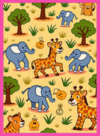Whimsical Safari Animals And Trees Rug