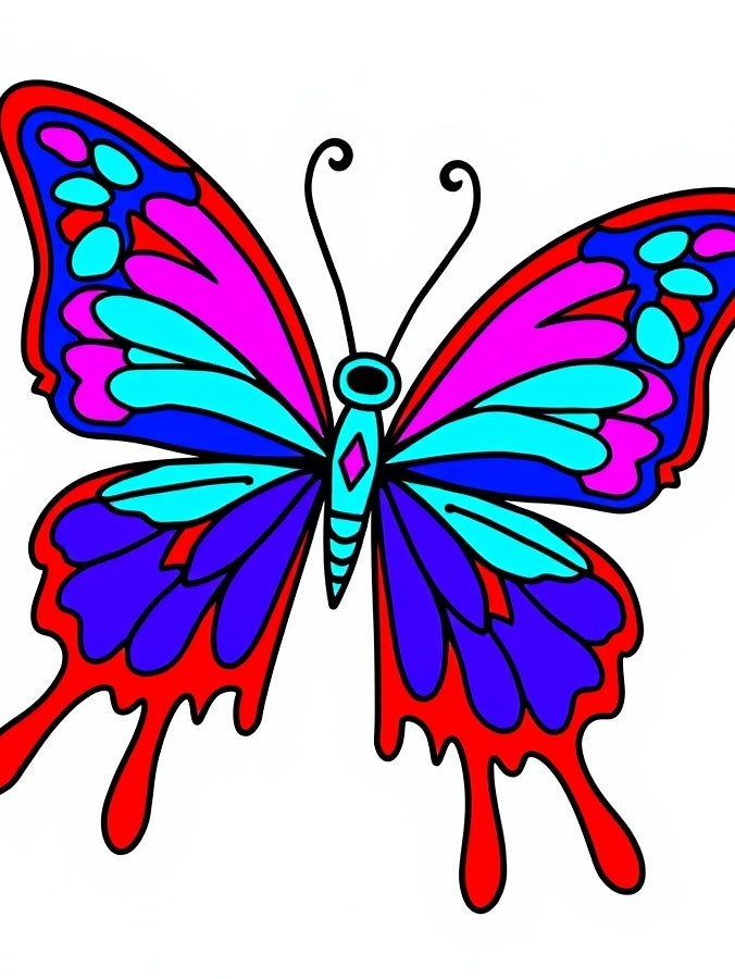 Vivid Butterfly Wings Pink Blue Red Rug