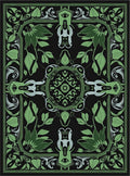 Emerald Green Art Nouveau Floral Rug