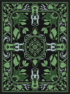 Emerald Green Art Nouveau Floral Rug