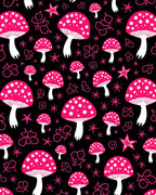 Hot Pink Mushroom Star Doodle Rug