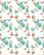 Whimsical Teal Orange Ducklings Garden Rug