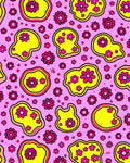Retro Pink Yellow Floral Blob Art Rug