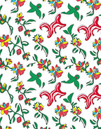 Whimsical Red Yellow Floral Swirls Rug
