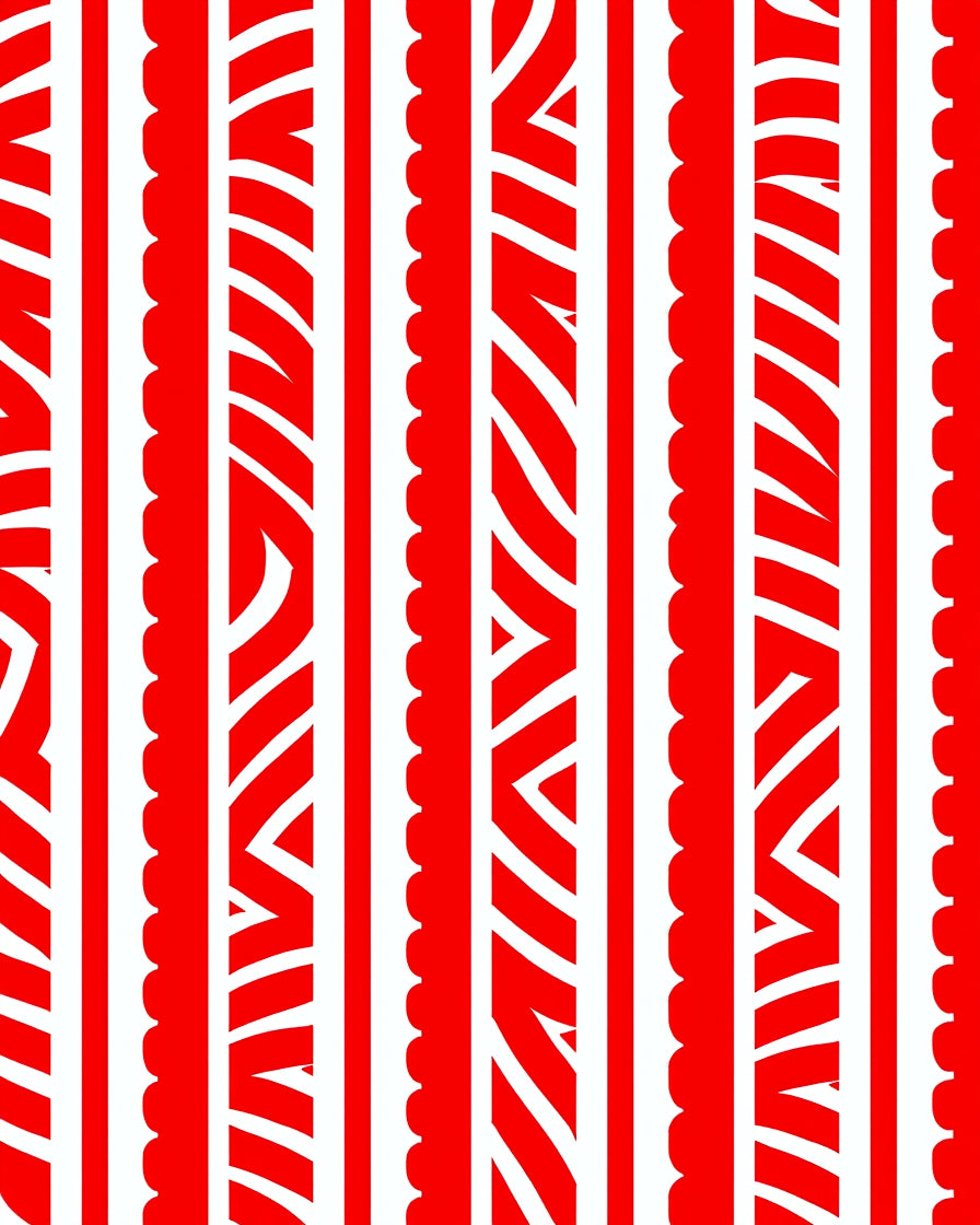Bold Red White Jagged Stripe Rug
