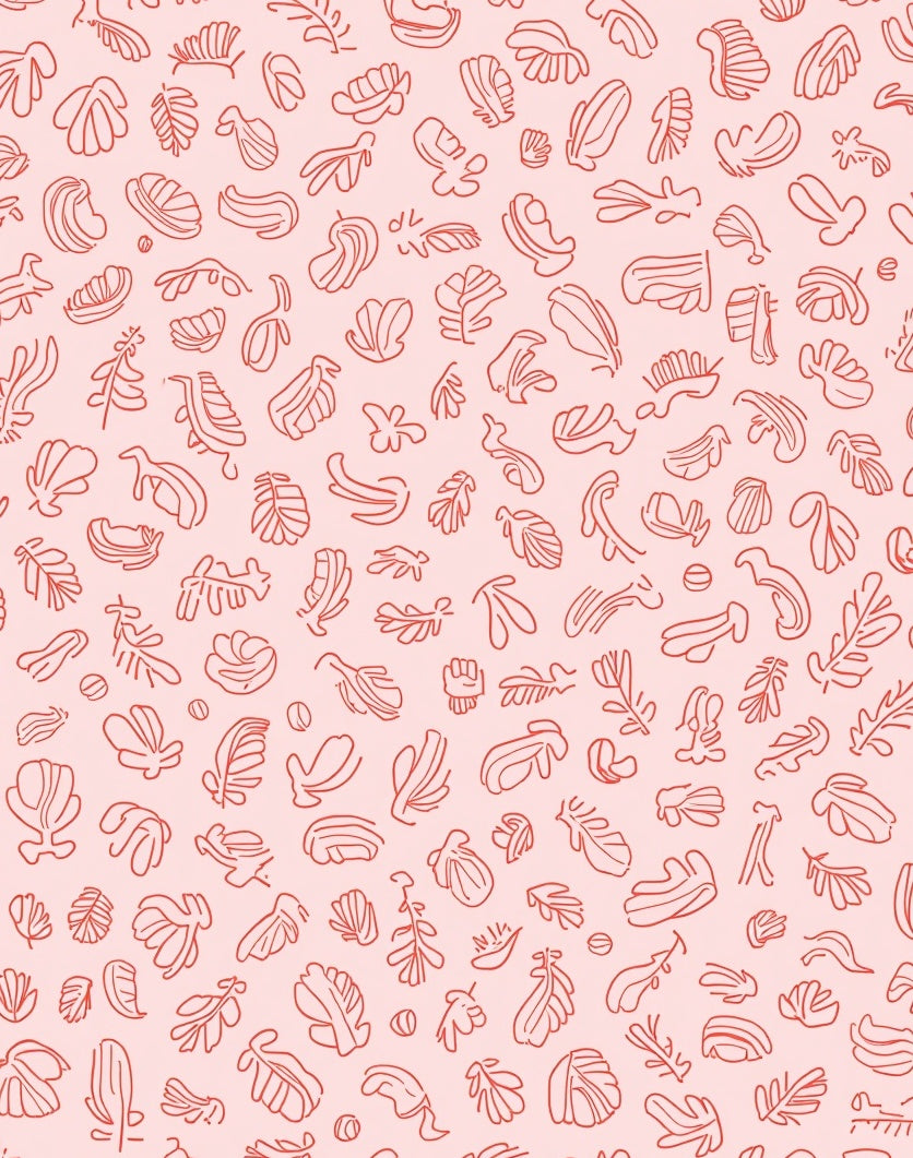 Coral Botanicals Scattered Line Art Rug