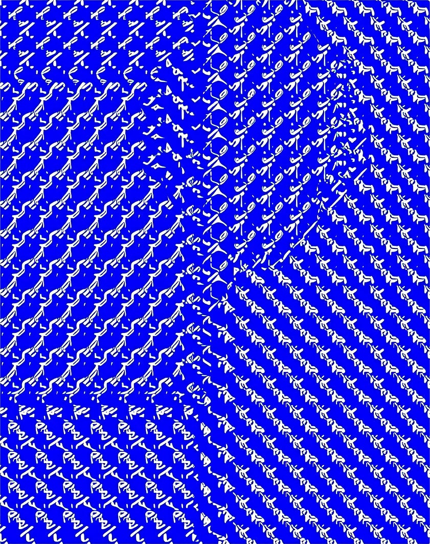 Bold Blue Angled Linear Arrangement Rug