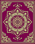 Crimson Yellow Floral Medallion Border Rug