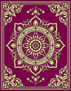 Crimson Yellow Floral Medallion Border Rug