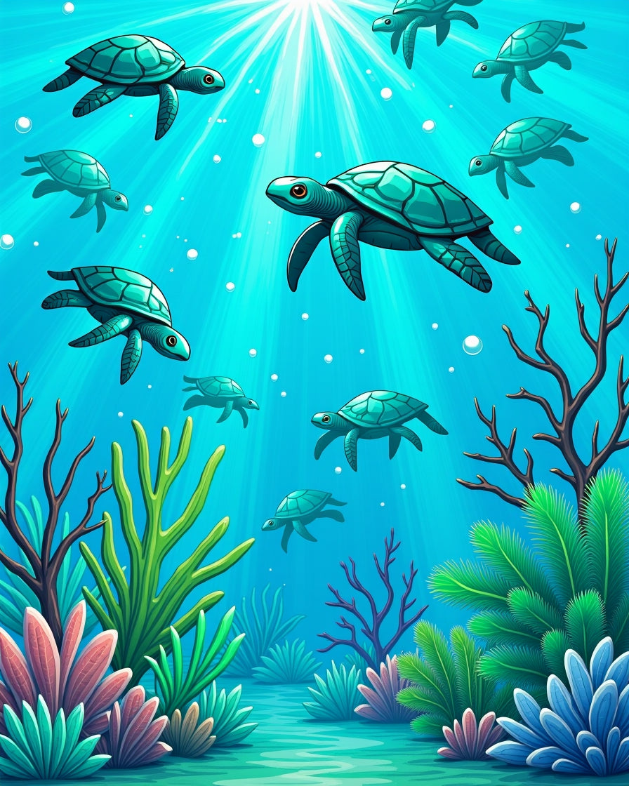 Oceanic Turquoise Sea Turtle Swirl Rug