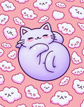 Cute Lavender Kitty Amongst Clouds Rug