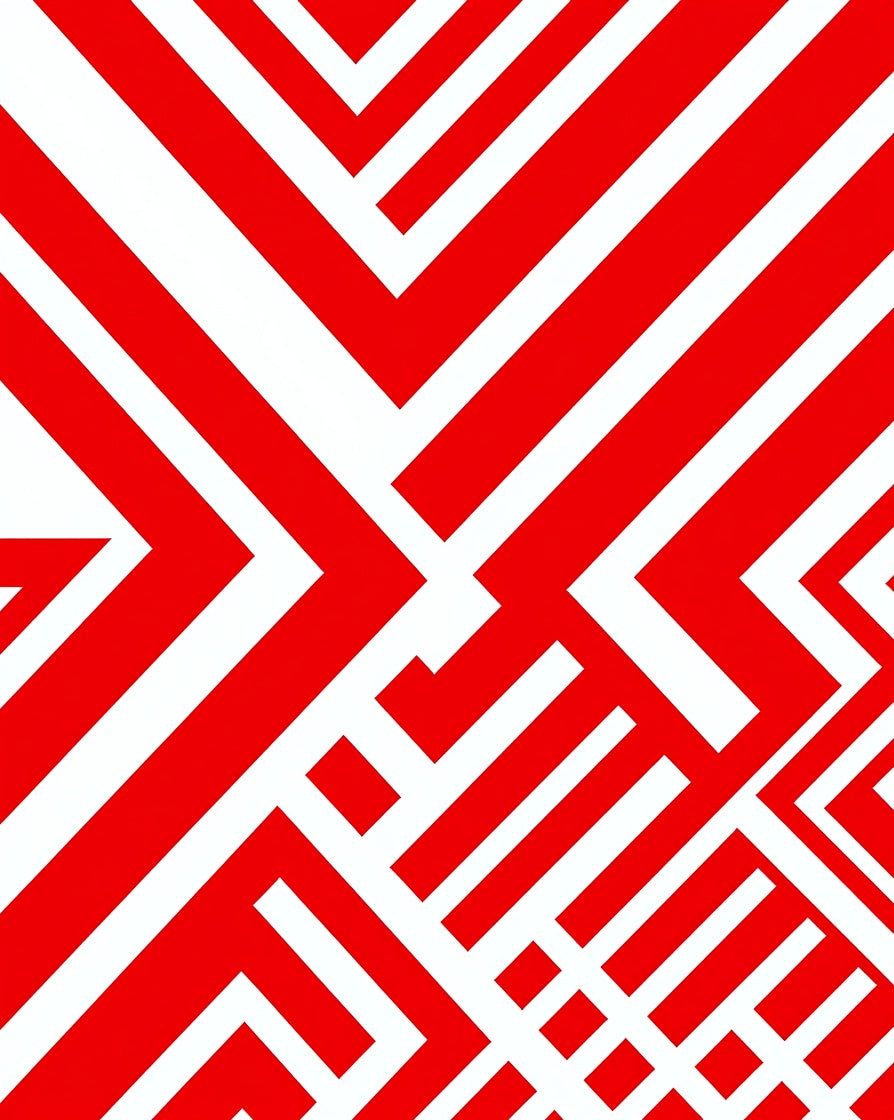 Bold Red Geometric Interlocking Lines Rug