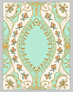 Aqua Peach Gold Floral Medallion Rug