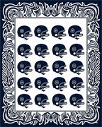 Navy Blue Football Helmet Grid Rug