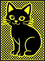 Black Cat Yellow Checkerboard Pop Art Rug