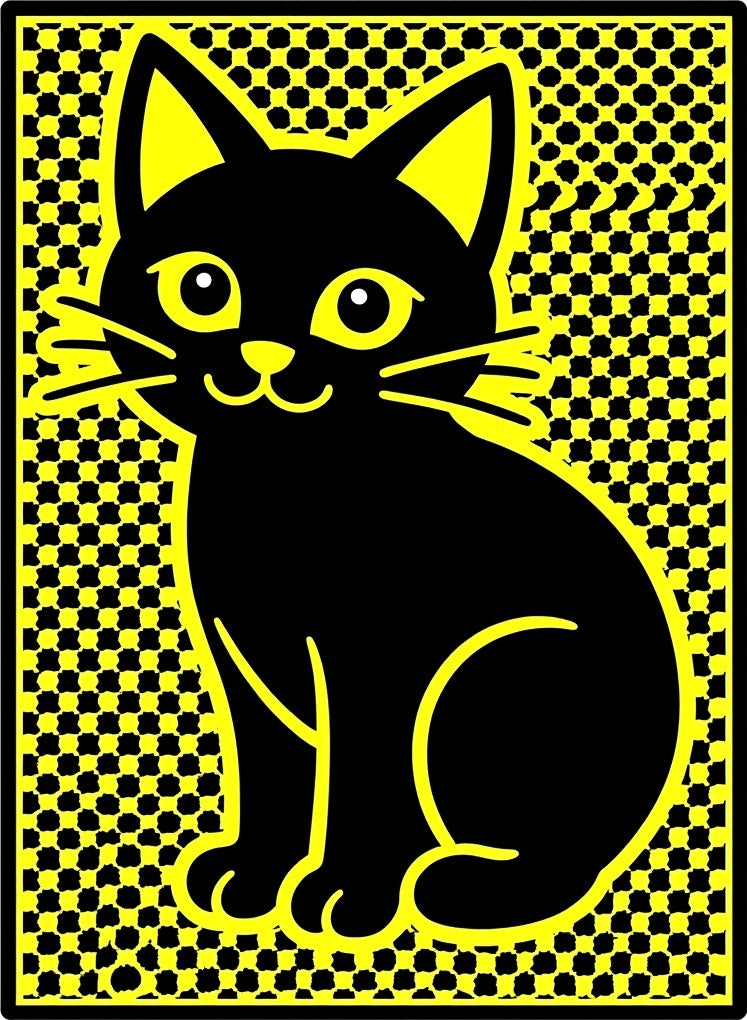 Black Cat Yellow Checkerboard Pop Art Rug