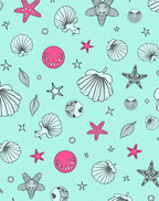Coral Pink Seashell Starfish Assemblage Rug