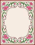 Pink Floral Vines Border Rug