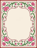 Pink Floral Vines Border Rug