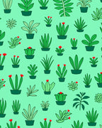 Green Potted Plants Accent Rug Whimsical Rug