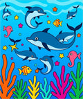 Playful Blue Dolphins Coral Sea Life Rug