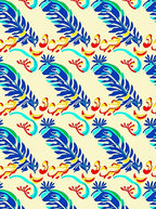 Vibrant Blue Leafy Swirls Rug