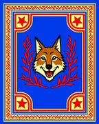 Bold Blue Fox With Red Berries Rug