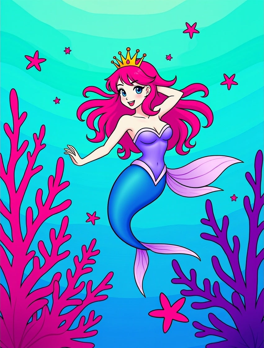 Princess Mermaid Coral Aquarium Aqua Rug