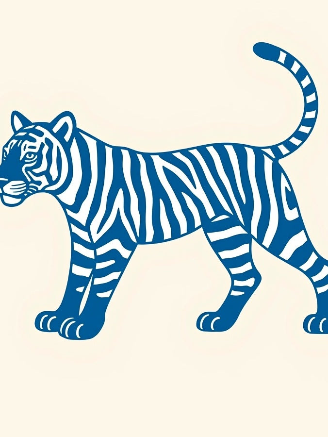 Bold Blue Tiger Stripped Silhouette Rug