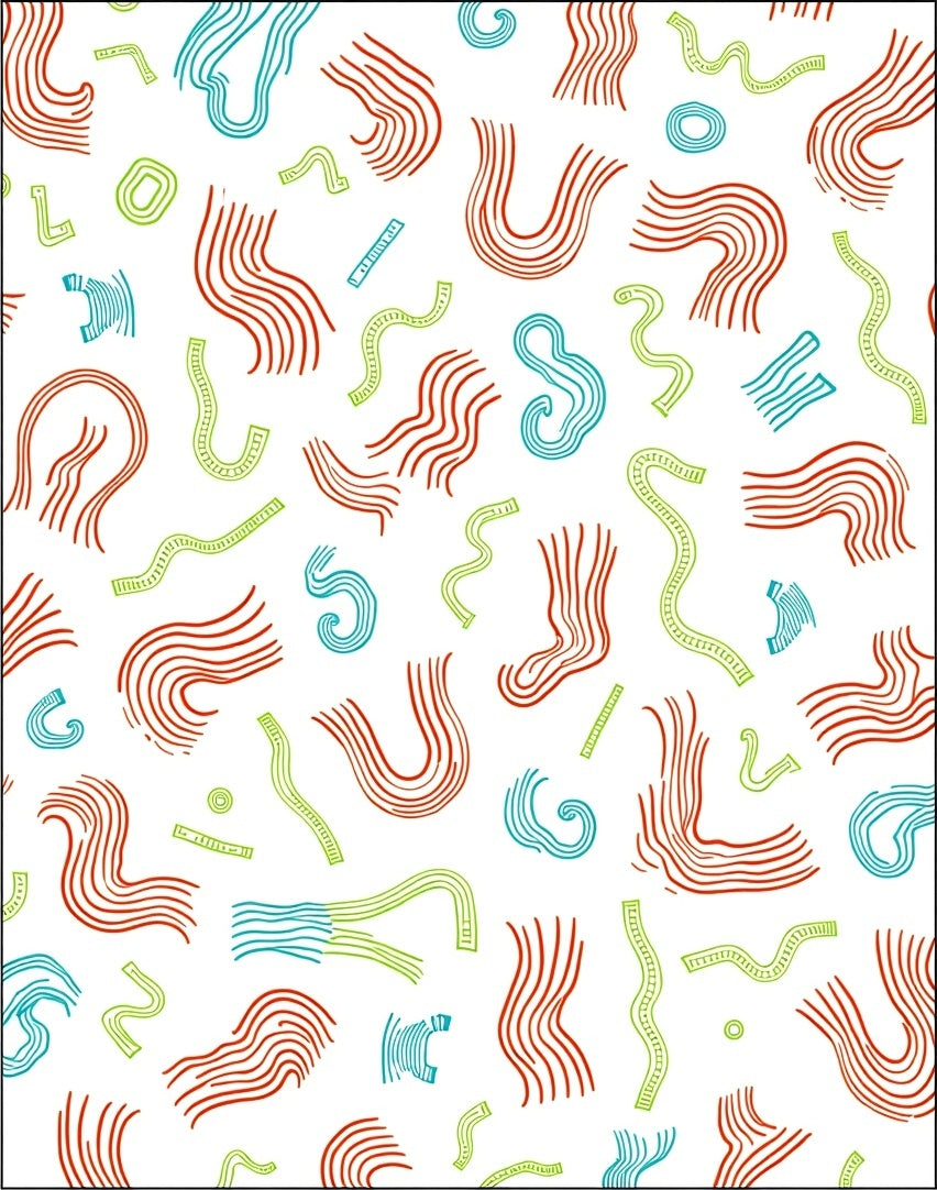 Red Blue Green Wavy Lines Rug