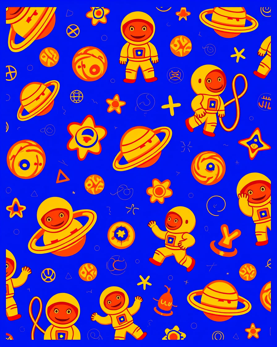 Cosmic Astronaut Yellow Orange Space Rug